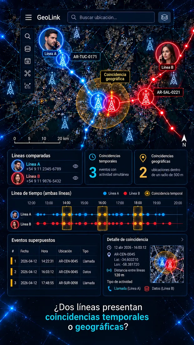 Relaciones y coincidencias observadas en un mapa
